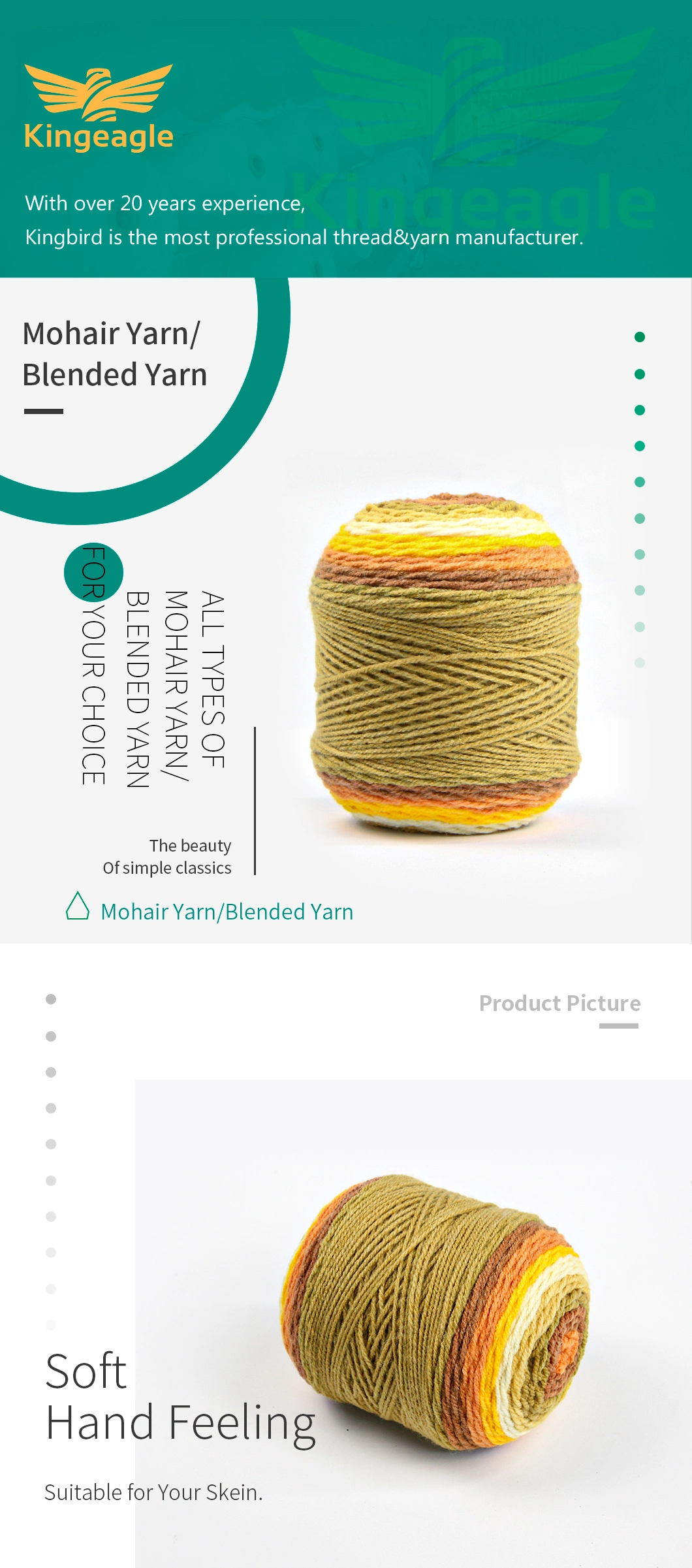 Kingeagle Best Price Professional Supplier Mohair Blended Yarn Manufacture for Knitting